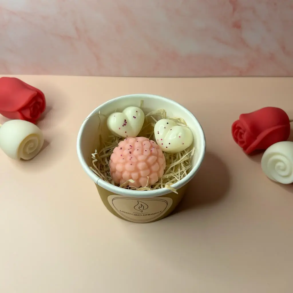 Nuage sucré (Pack de 3 fondants - 1 barbe à papa et 2 petits coeurs)